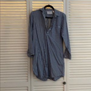 Lauren James Blue and White Gingham Shirt Dress